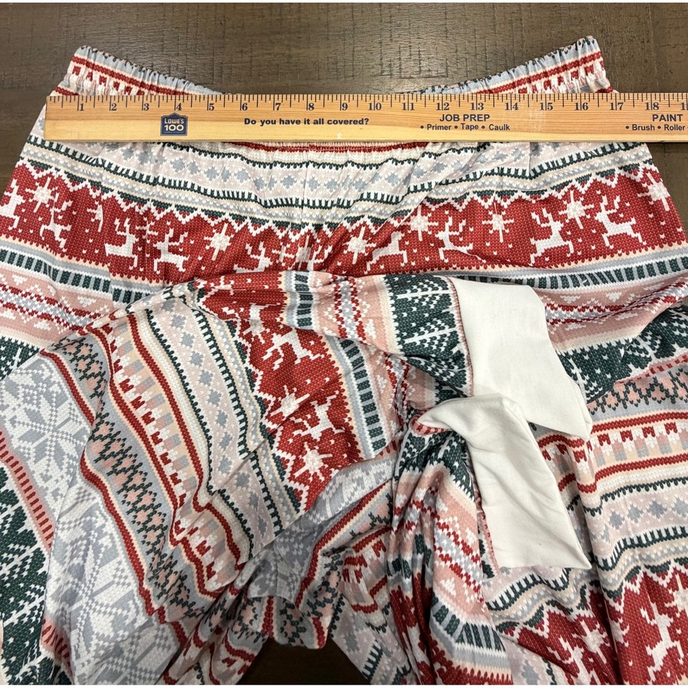 Fair Isle Pajama Lounge Pants Cozy Holiday Winter Red Gray XXL - Picture 7 of 8